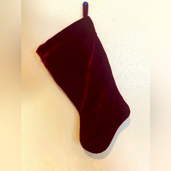 Felix Navidad Velveteen Burgundy Christmas Stocking - Picture 4 of 4